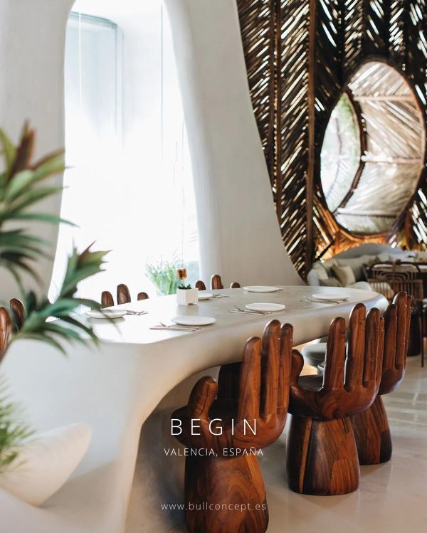 Aplicación de Bullconcept® Hybrid en mobiliario, escaleras y pavimento del restaurante Begin, Cortes Valencianas.