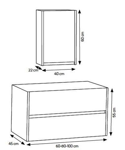 Esquema modelo BORA Esquema mueble baño BORA