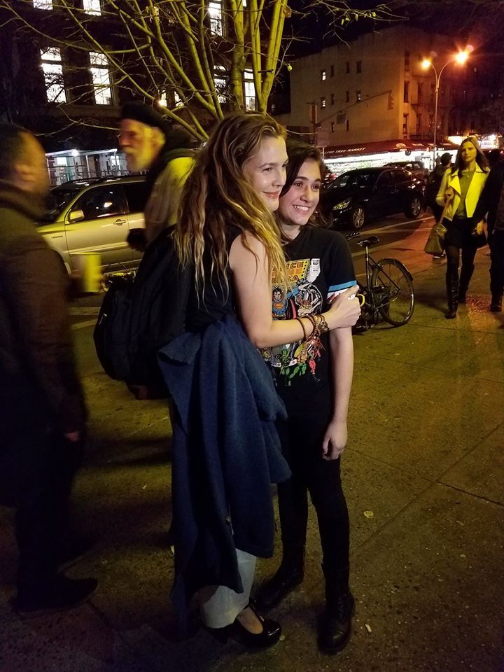 WIth Drew Barrymore after she saw Shannon's performance in From Silence at Theater for a New City