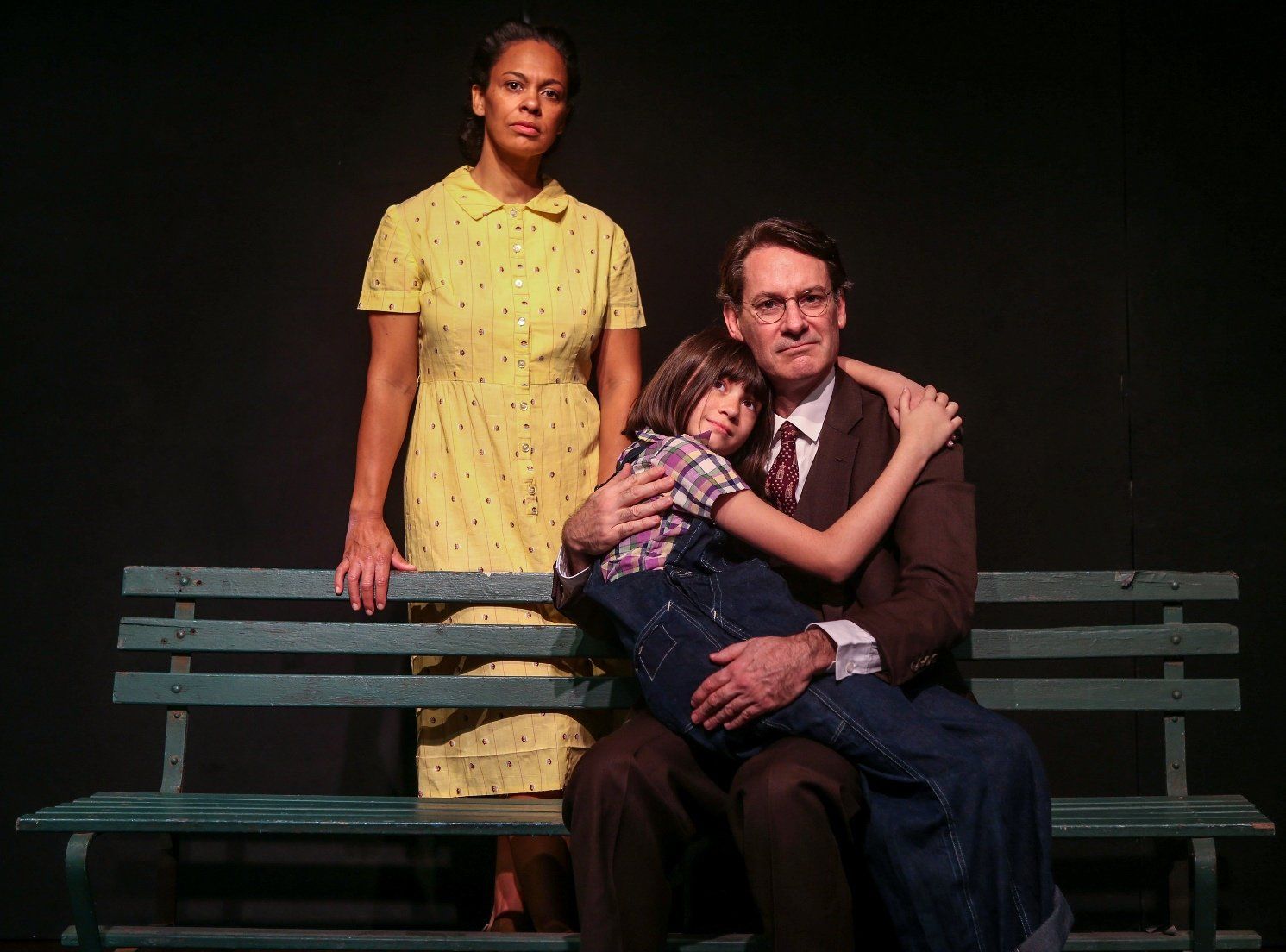 Nafeesa Monroe, Shannon Harrington, and Ezra Barnes in publicity photo for To Kill A Mockingbird, Queens Theatre