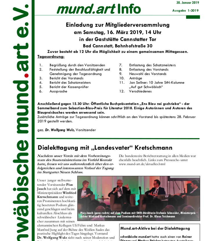 Newsletter schwäbische Mundart mund.art INFO