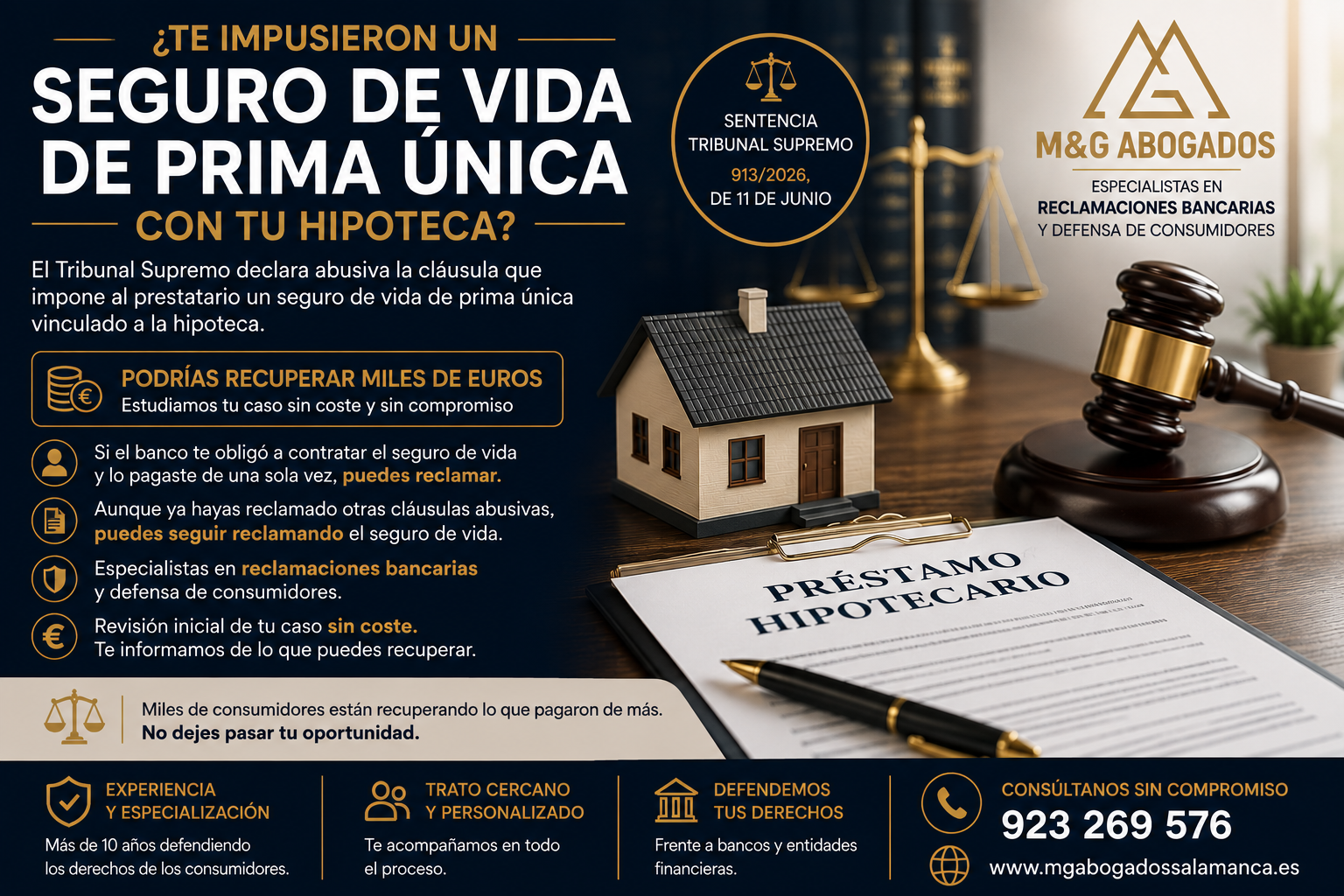El Tribunal Supremo declara abusivos determinados seguros de vida de prima única vinculados a hipote