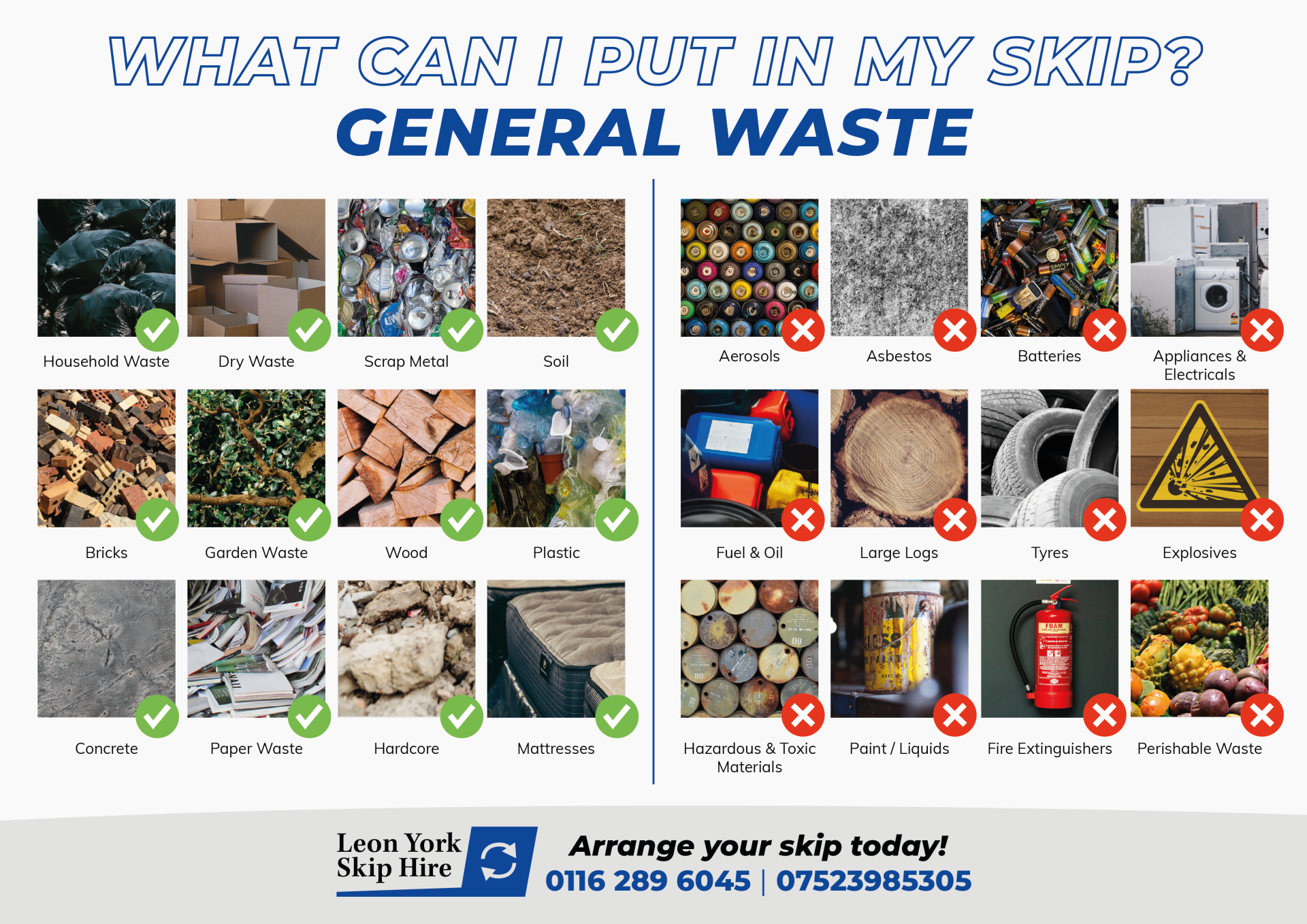 What can go in a general waste skip