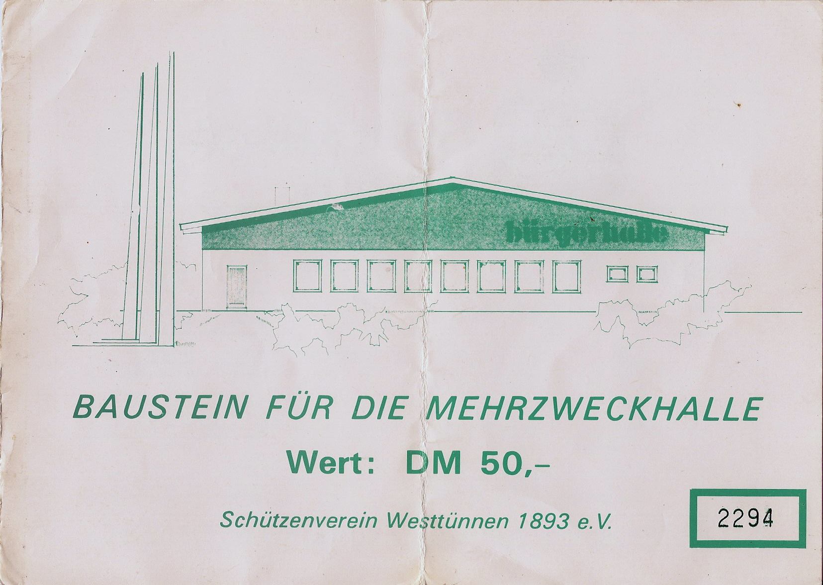 Baustein Von-Thünen-Halle Einer der berühmten „Bausteine“ für den Bau der Von-Thünen-Halle