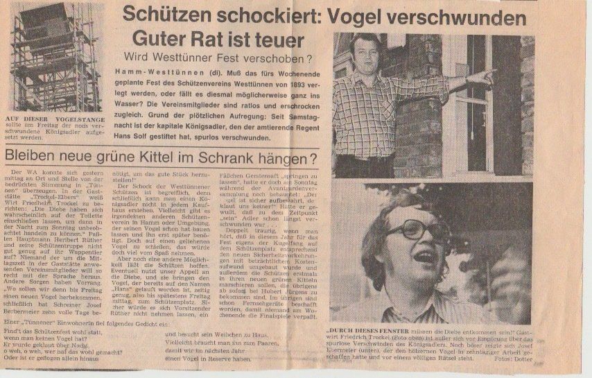 Schützenvogel verschwunden