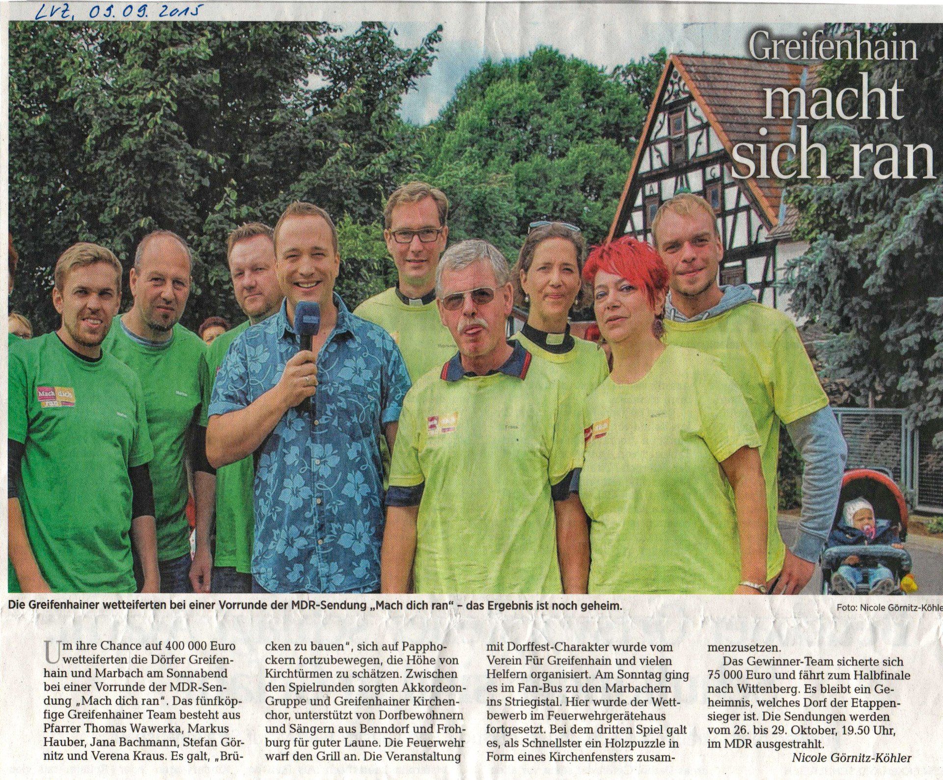 2015 MDR Mach dich ran in Greifenhain 2015 MDR Mach dich ran in Greifenhain