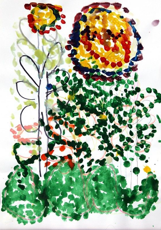 Blühende Pflanzen II, Acryl auf Papier, 50x35cm, 2022