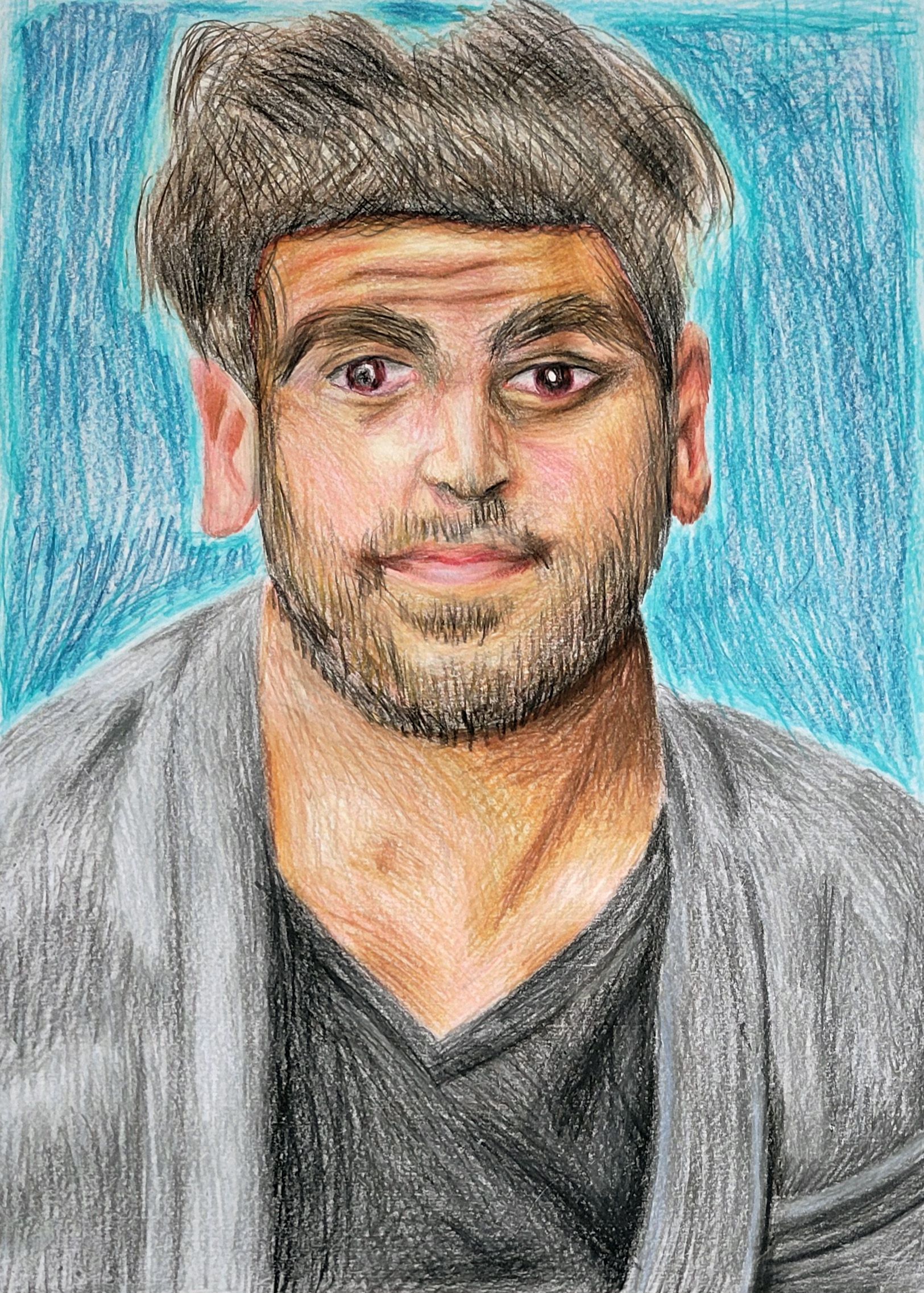 Nathalie Gläser ELYAS M'BAREK, Buntstift auf Papier, 34,5 x 25 cm, 2024