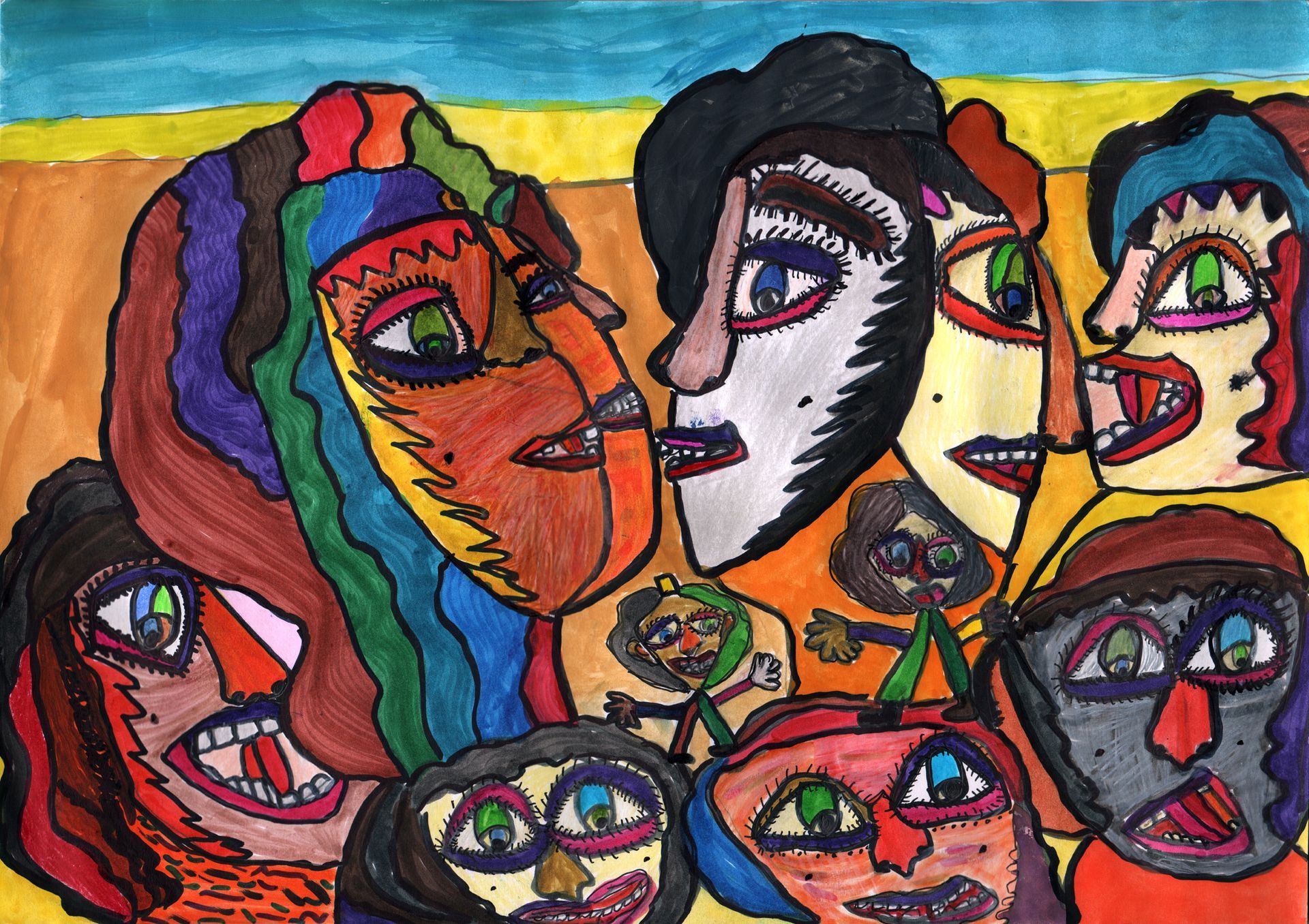 Nilüfer Yildirim Klatsch und Tratsch (Gossip and Tittle-Tattle), ink pen on paper, 29 x 41 cm, 2022