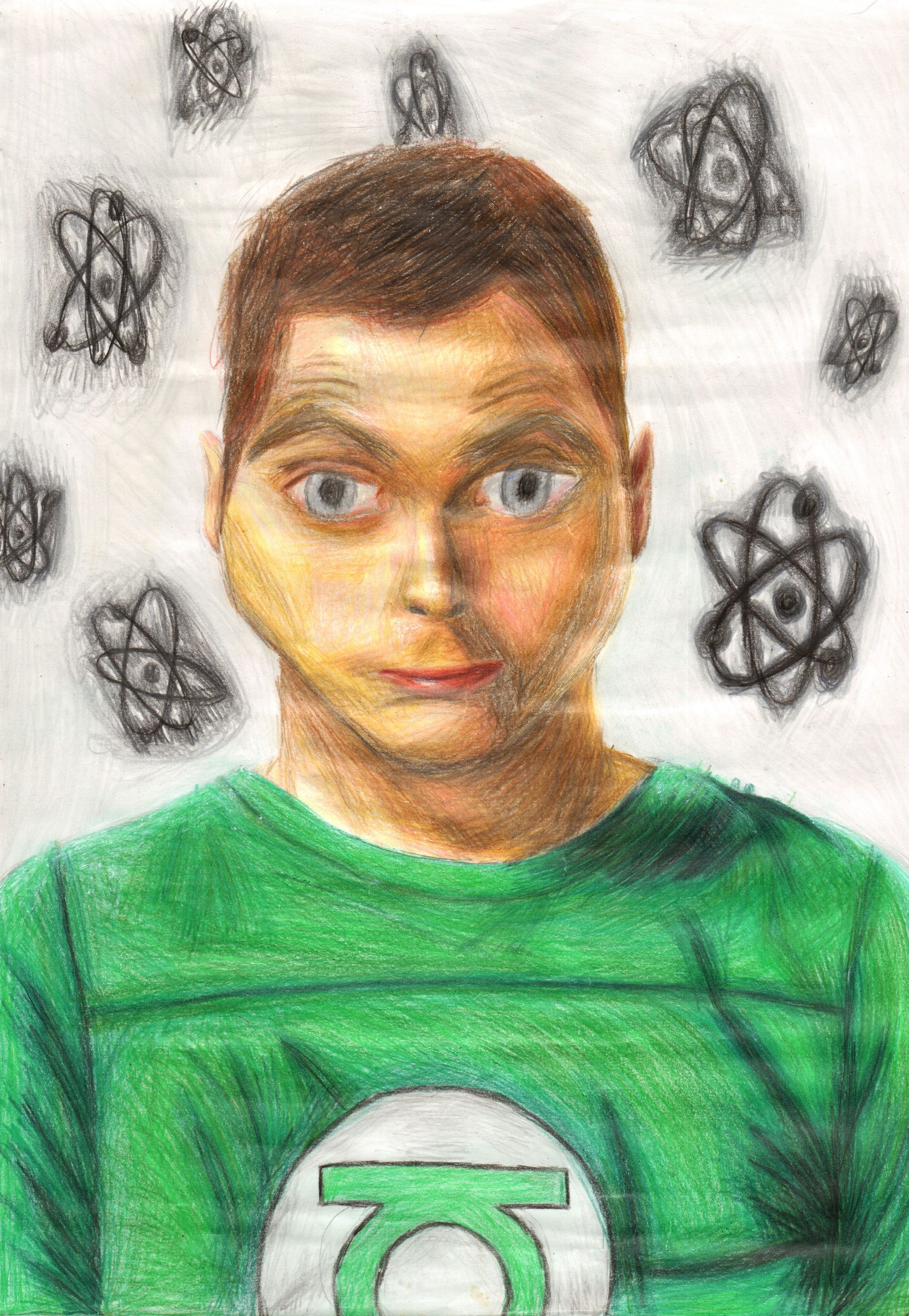 Nathalie Gläser SHELDON COOPER Bleistift und Buntstift auf Papier, 42 x 29 cm, 2022