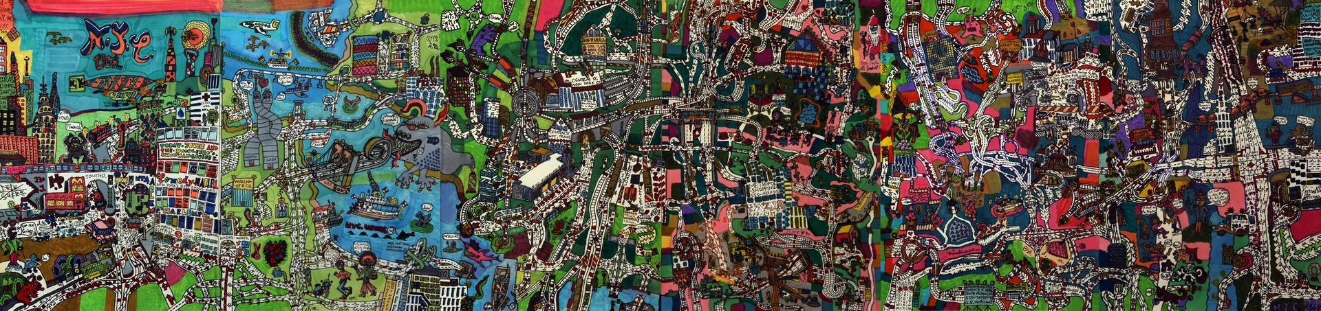 Daniel Moser 60s NEW YORK Tuschestift auf Papier, 42 x 180 cm, 2021