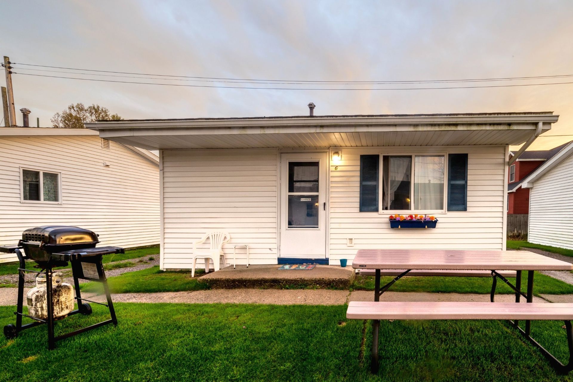 Modern cabins at Blue Horizon Court in Oscoda Michigan