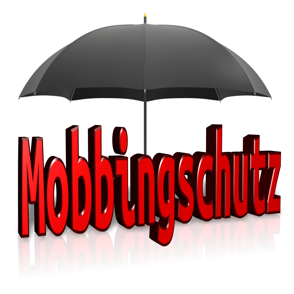 Das Wort Mobbingschutz steht unter einem geöffnetem Regenschirm.