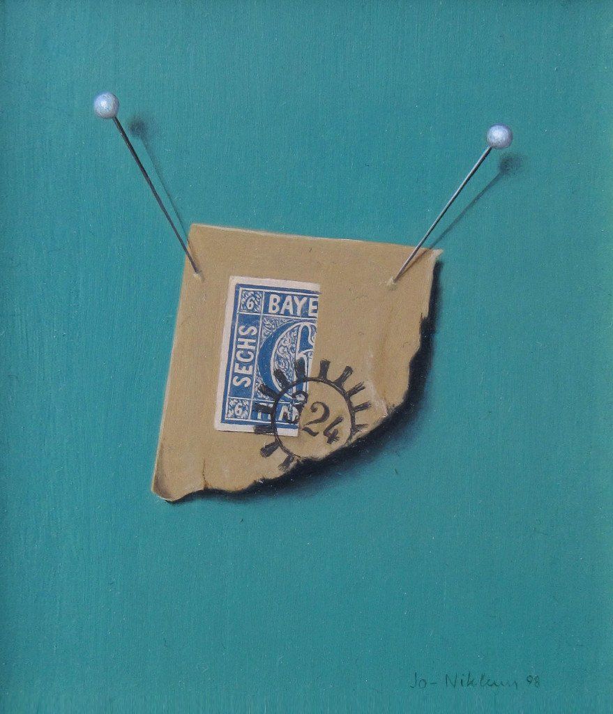 Briefmarken in Feinmalerei, Trompe-lóeil, Kunst in Nürnberg, Jo Niklaus