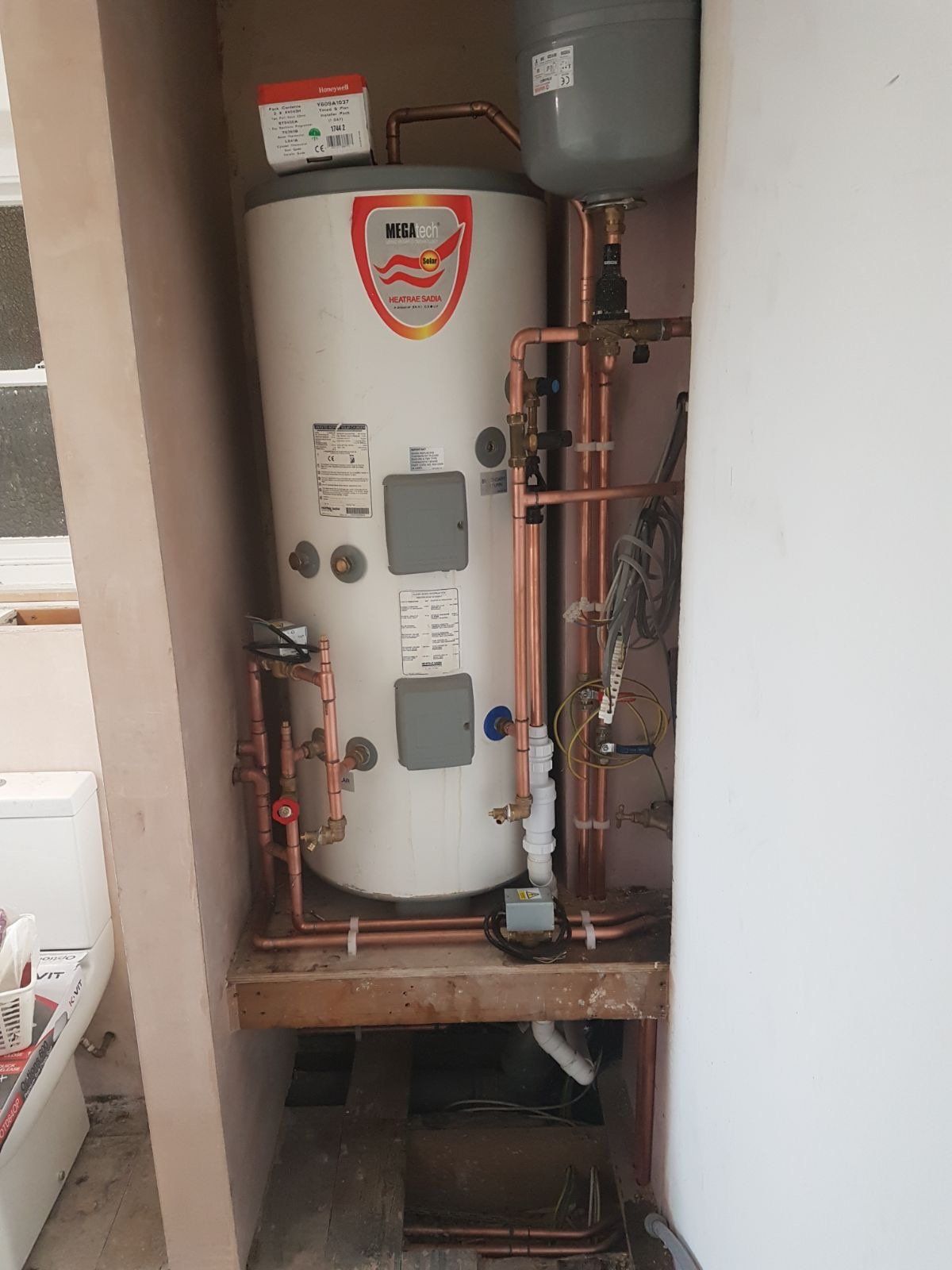 Picture of unvented cylinder plumbed in at the old hospital in Minehead.