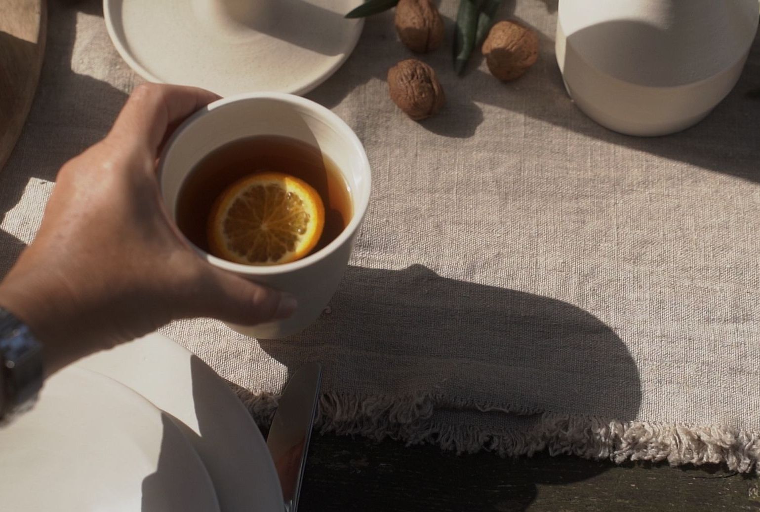 Taza de té de mandarina y canela