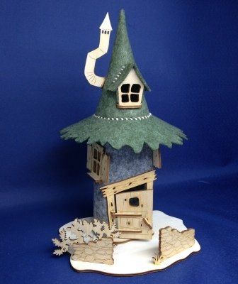 Filzhaus rustikal graumeliert / grünmeliert