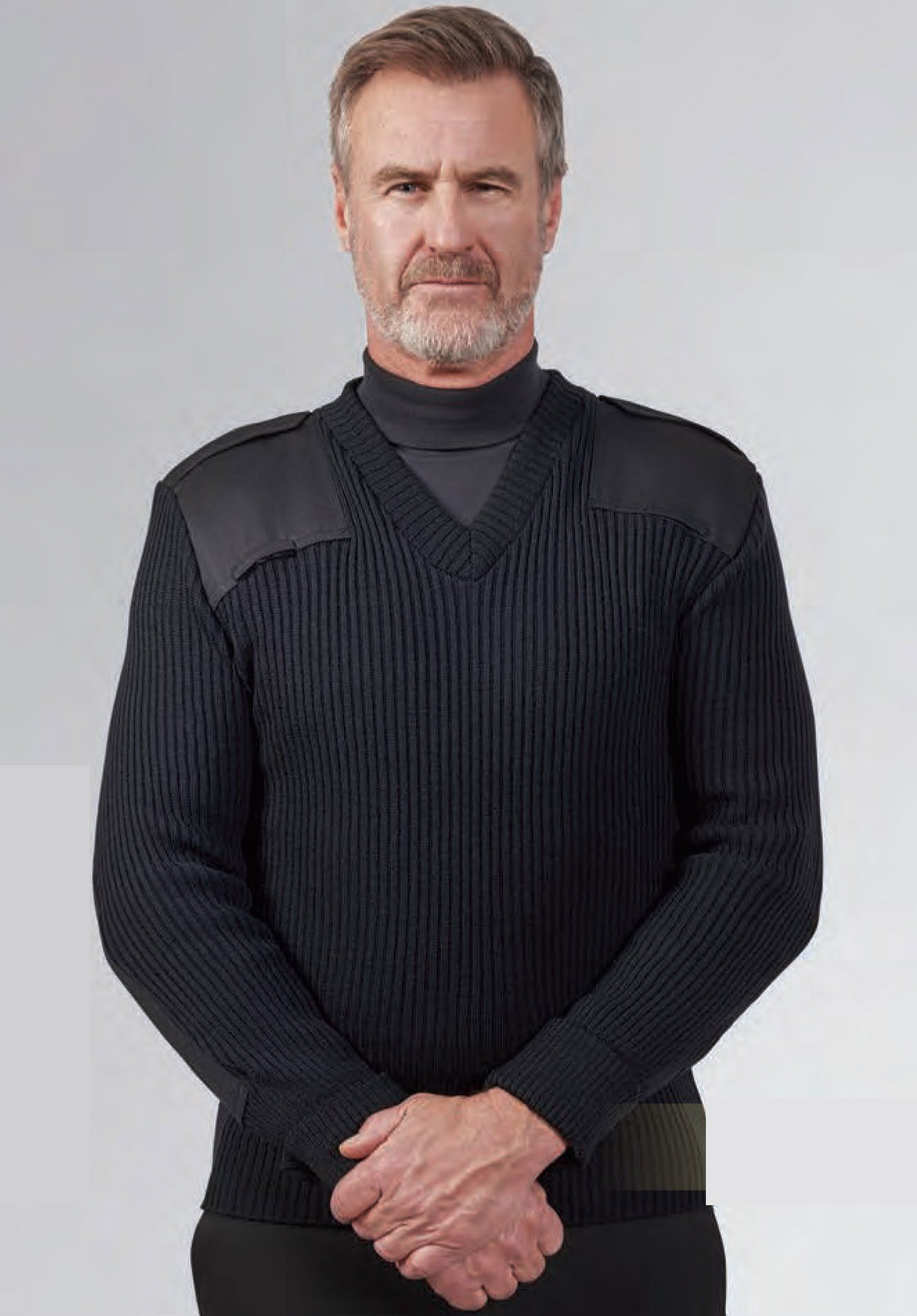 Uniforms - Sweater with Epaulets, Security, Pullover V-Neck Ribbed