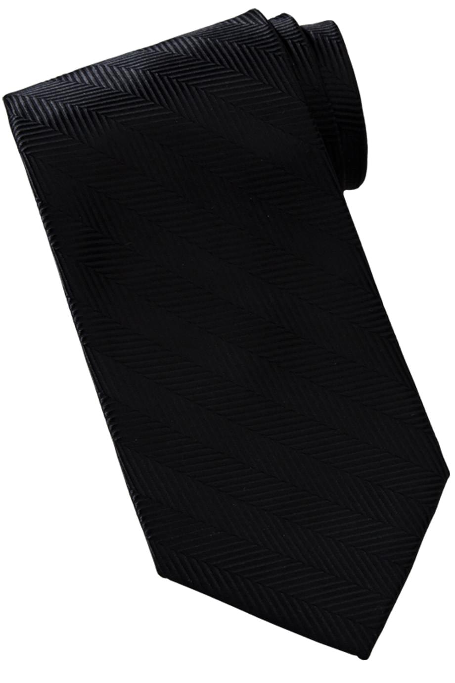 Uniforms - Solid Colour Color Tie, Herringbone Black