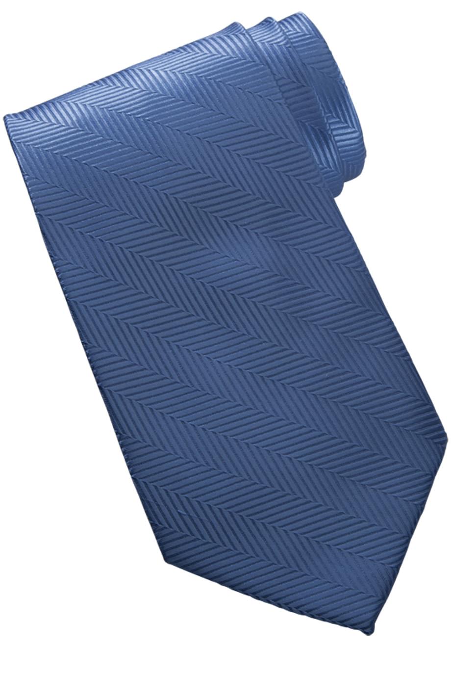 Uniforms - Solid Colour Color Tie, Herringbone Blue