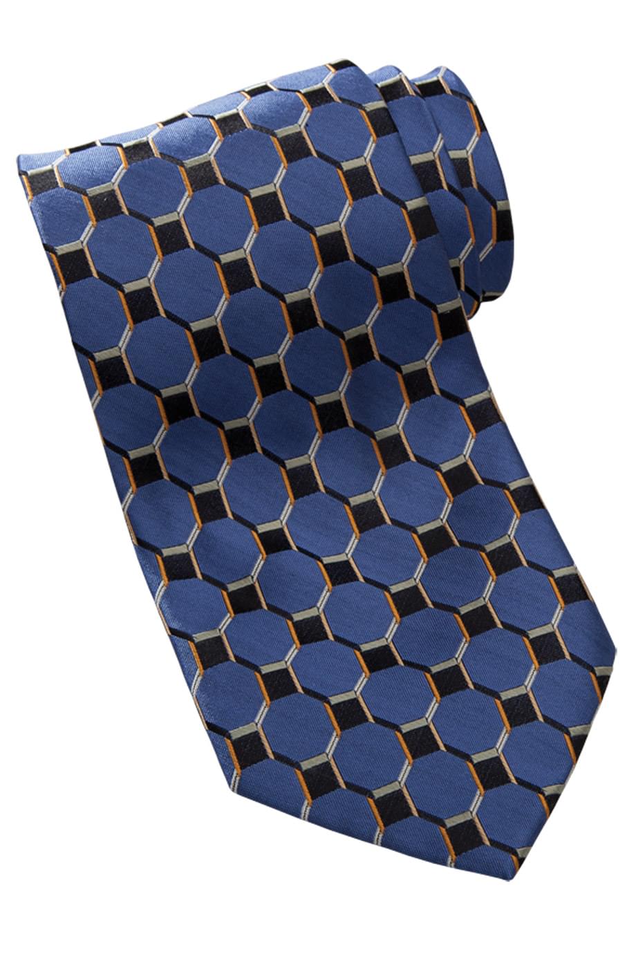 Uniforms - Silk Tie, Honeycomb Pattern, Blue, Black