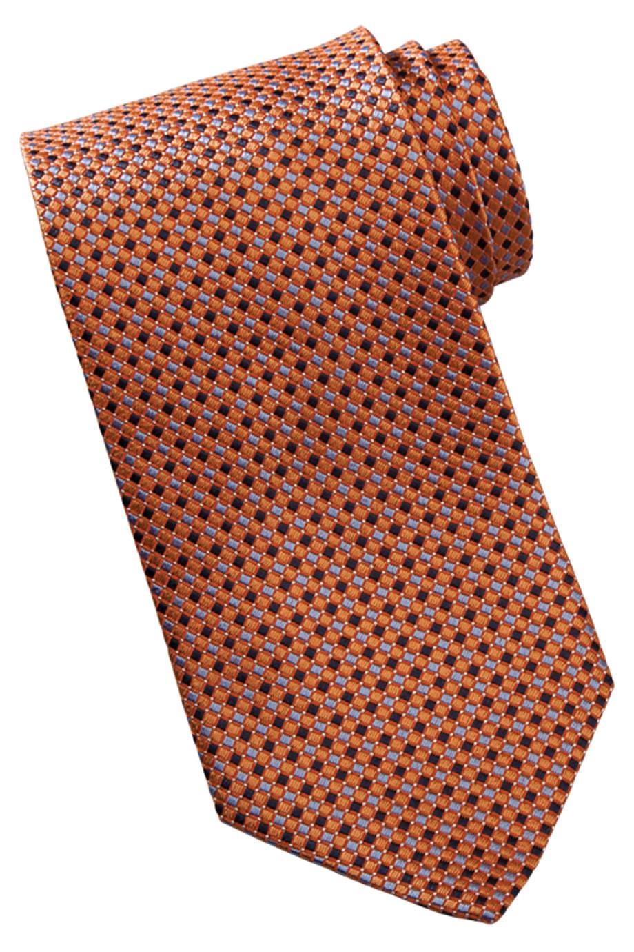 Uniforms - Silk Tie, Mini Diamond Pattern, Orange