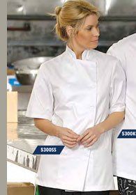 Uniforms - Kitchen, Chef Coats Short Sleeve Cotton Blend