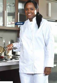 Uniforms - Chef, Kitchen, Chef Coats Women's White Long Sleeve Cotton Blend