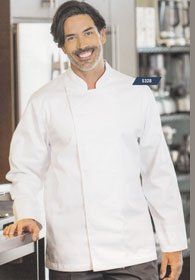 Uniforms - Chef, Kitchen, Florence Chef Coat White Long Sleeve Cotton Blend