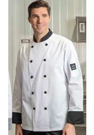 Uniforms - Chef, Kitchen, Chef Coats White Contrast Trim