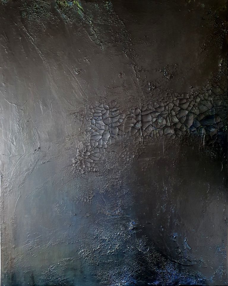 Acryl-Strukturen -schimmernde Blautöne - 100x100 - 800 Euro