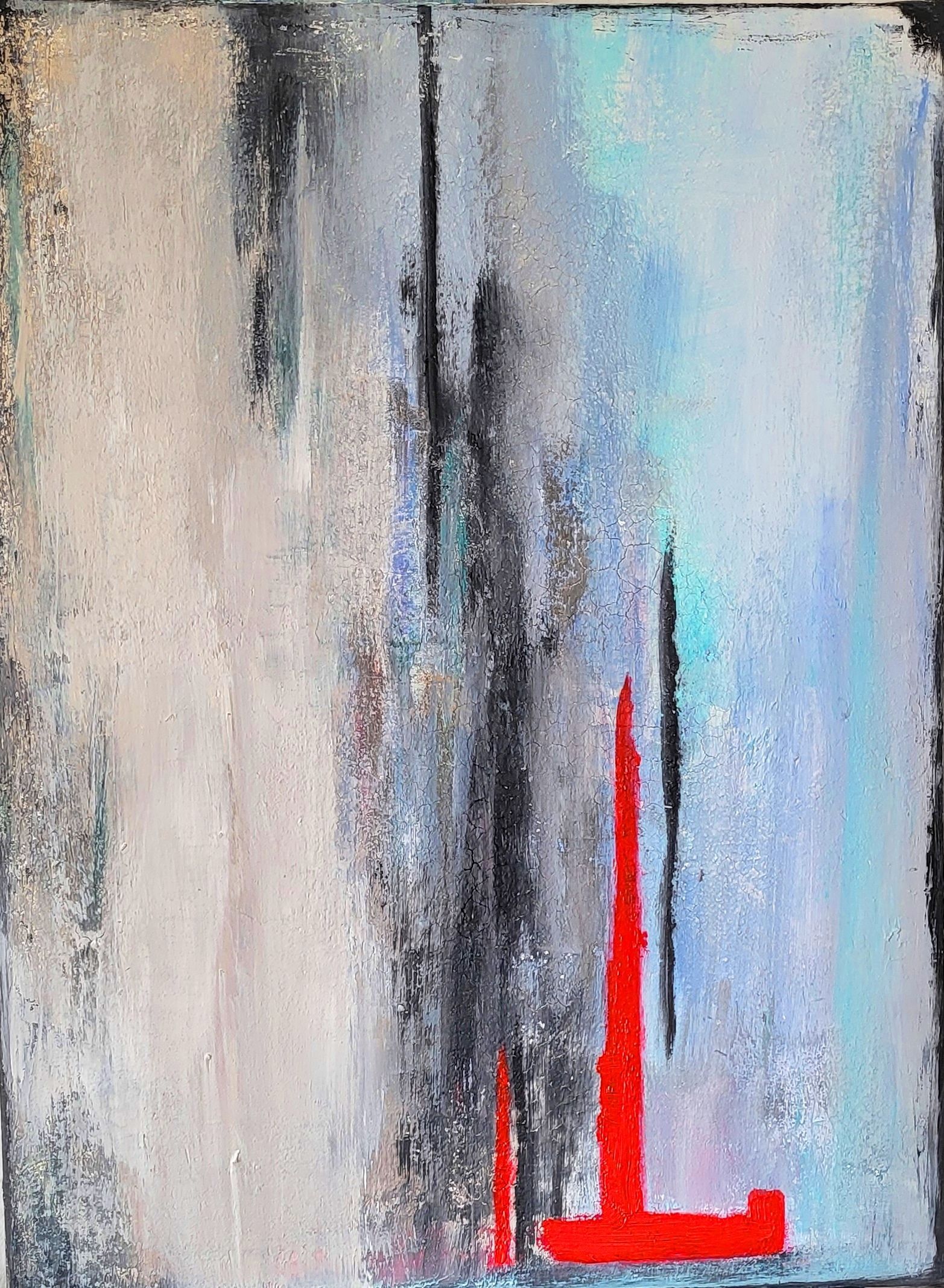 auf rotem Grund II - Acryl-Strukturen - 80 x 60 x 2 - 700 Euro