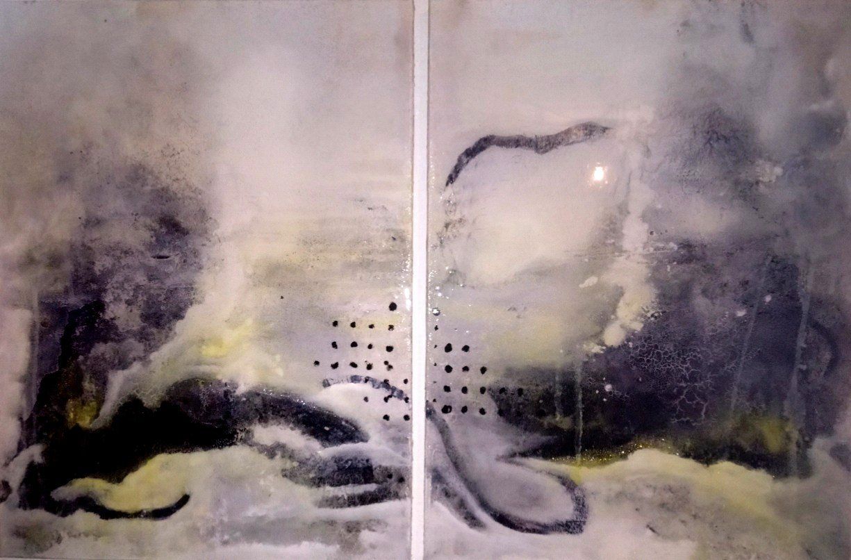 Acryl-Lasuren-Hochglanz-Resin - Diptychon - 80 x 120 - 1200 Euro -