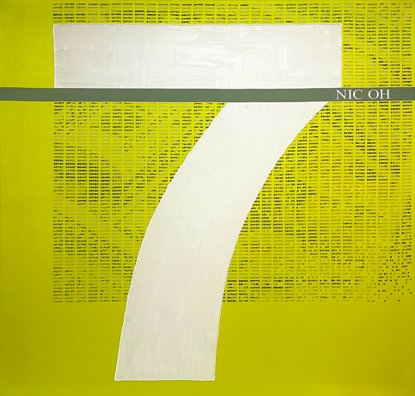 Zahlen sind in unserer Gesellschaft verknüpft mit einem Wert. Sie definieren ein klares und verständliches Maß. Die Bedeutung von Zahlen werden in Erfolge, Macht aber auch im Verlust gezeigt. Ich habe mich von der Schönheit der Zahlen und Numbers Kunstwerke von Robert Indiana inspirieren lassen um dieses Werk zu schaffen. Eine Zahl ohne Wert – nur als Form und ohne jegliche Werte.
Das Werk SEVEN zeigt eine auffallend große sieben. Sie steht in Forderung und lässt das Bilder des Geldes hinter sich zerfallen. Vom Geldsystem gelöst wird die sieben hier in weiss als Form in ihrer ganzen Ästhetik präsentiert.