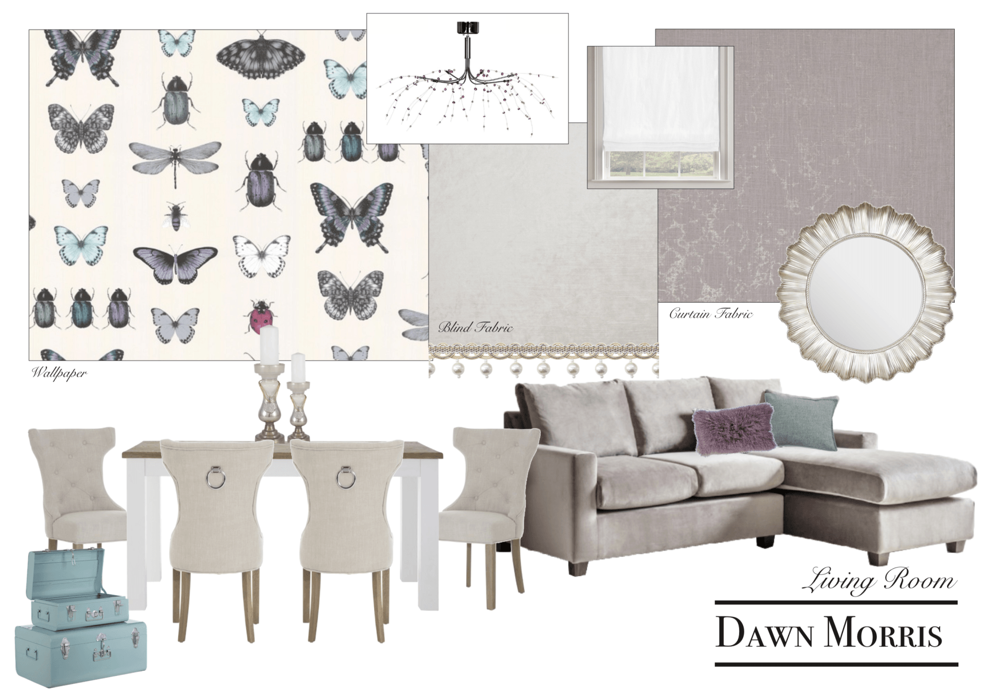 Moodboard for dining living room design
