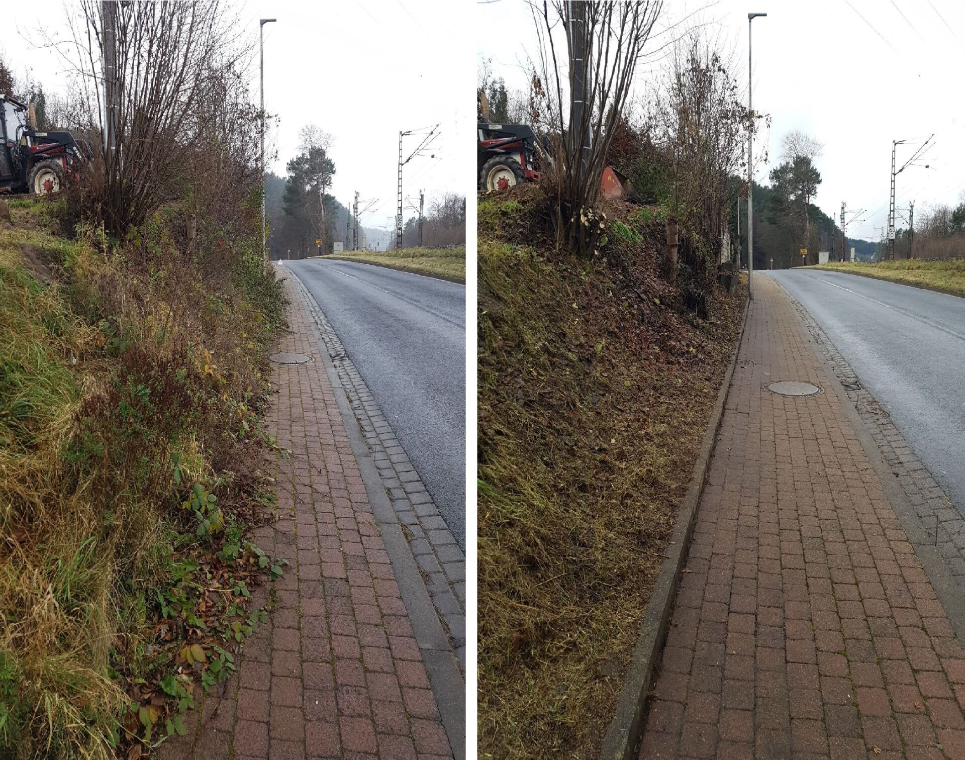 Bordstein und Geweg reinigen