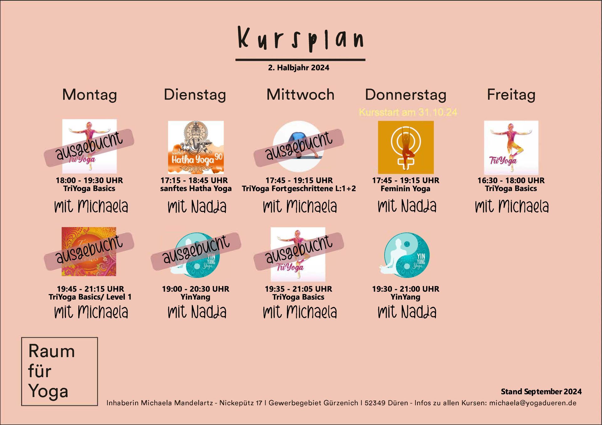 Kursplan 1. Halbjahr 2022 RAUM für YOGA Kursplan 2022