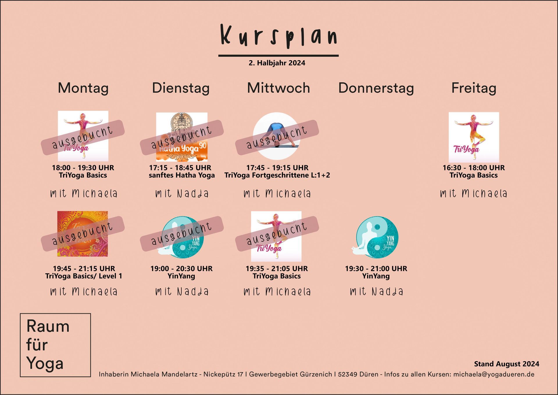 Kursplan 1. Halbjahr 2022 RAUM für YOGA Kursplan 2022