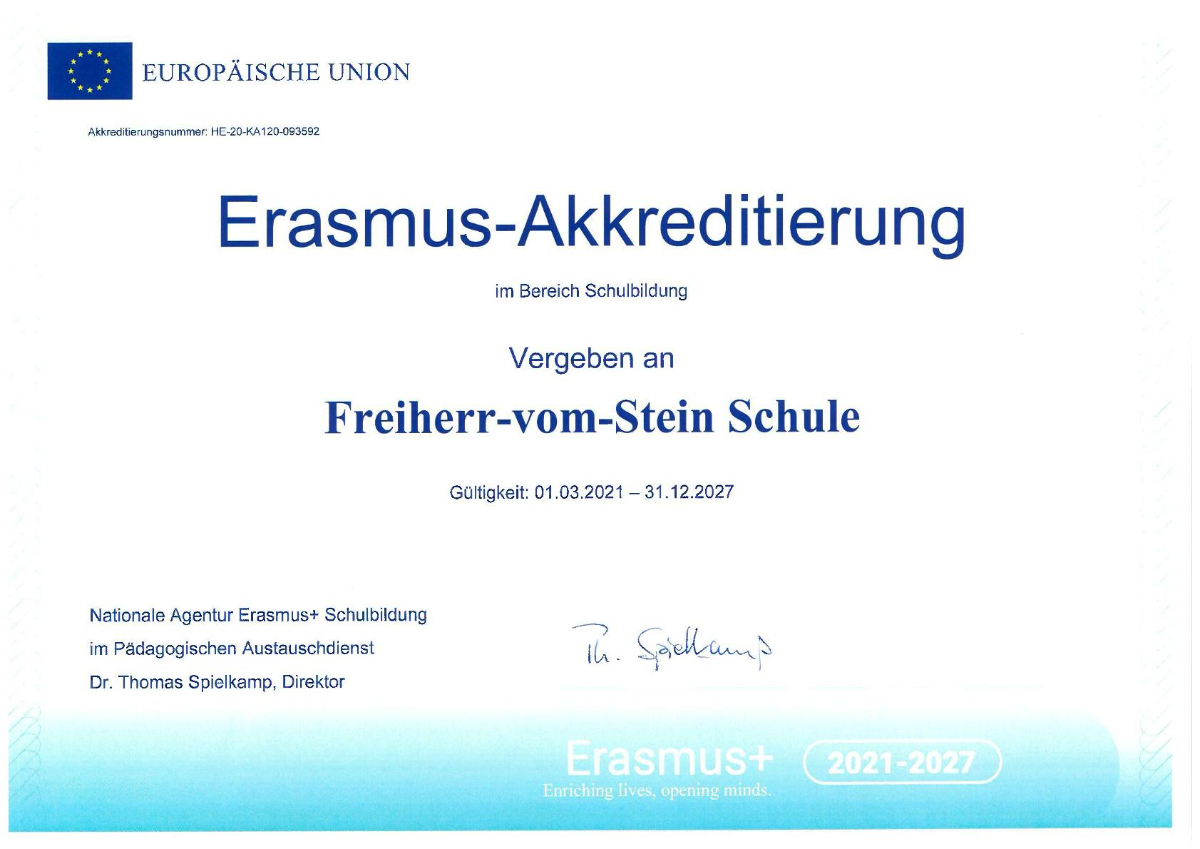 Erasmus Akkreditierung im Bereich Schulbildung
