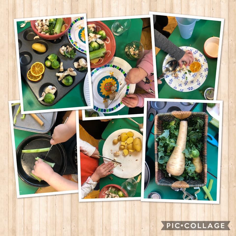 Cutting up fruit and veg