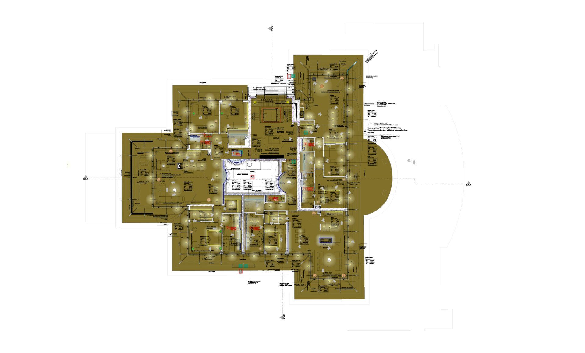Grundriss Obergeschoss Palais Oppenheim – Schlafzimmer, Salons und Nebenräume mit individuellem Lichtdesign
