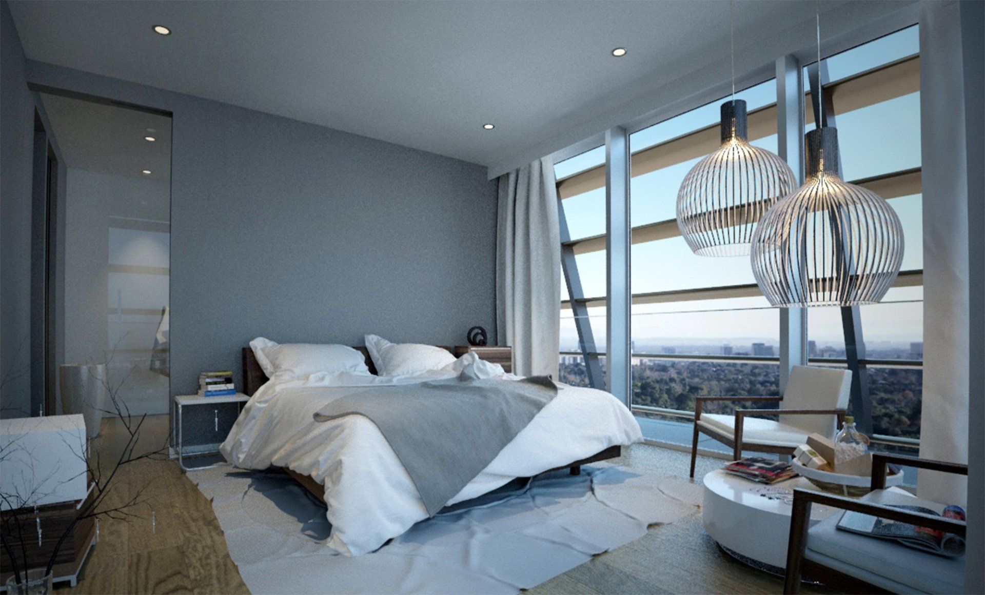 Palais Oppenheim Köln – Schlafzimmer mit stimmungsvollem Lichtkonzept und architektonischer Harmonie