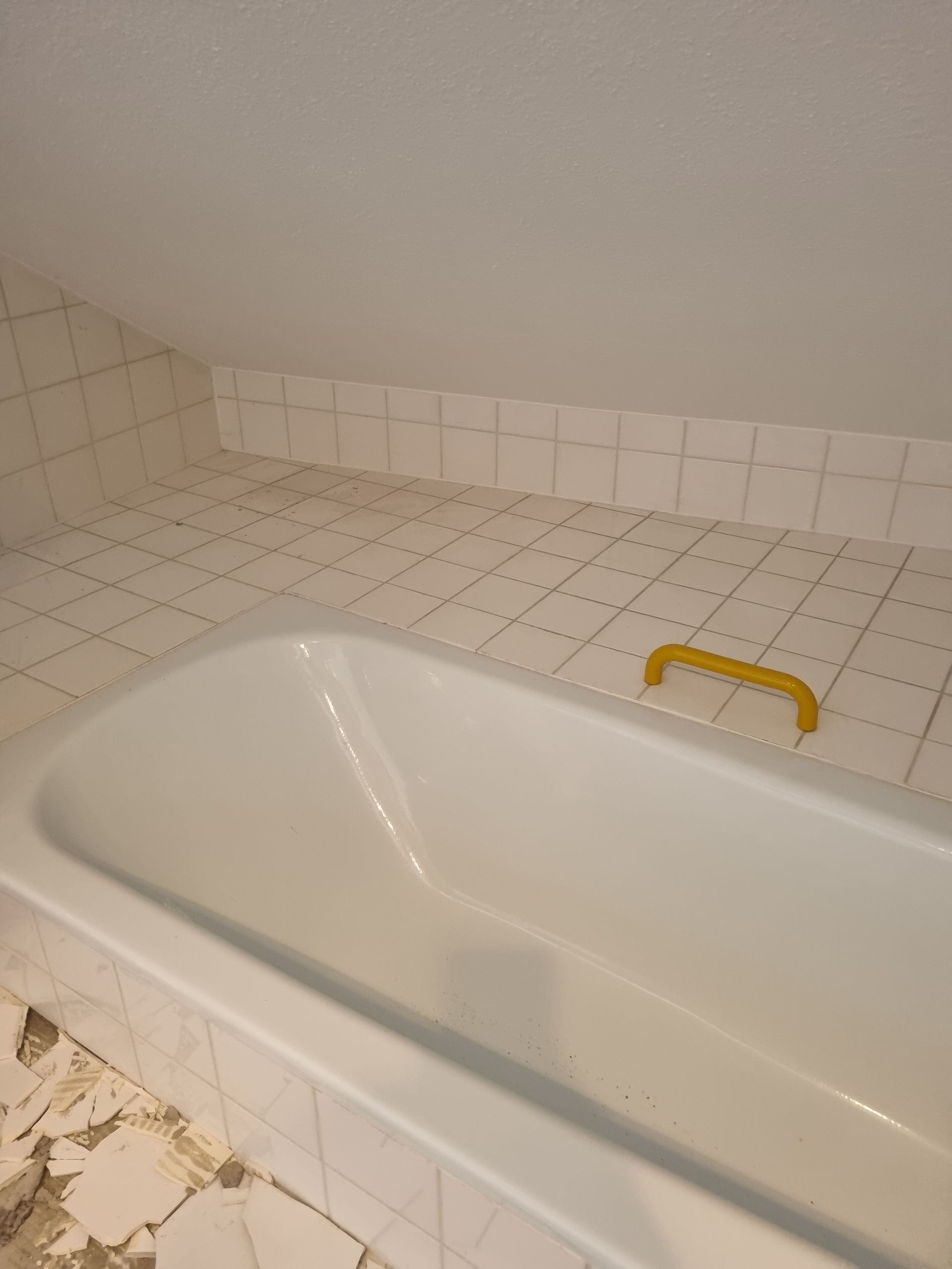 alte Badewanne in Badezimmer vor Abbruch und Entkernung