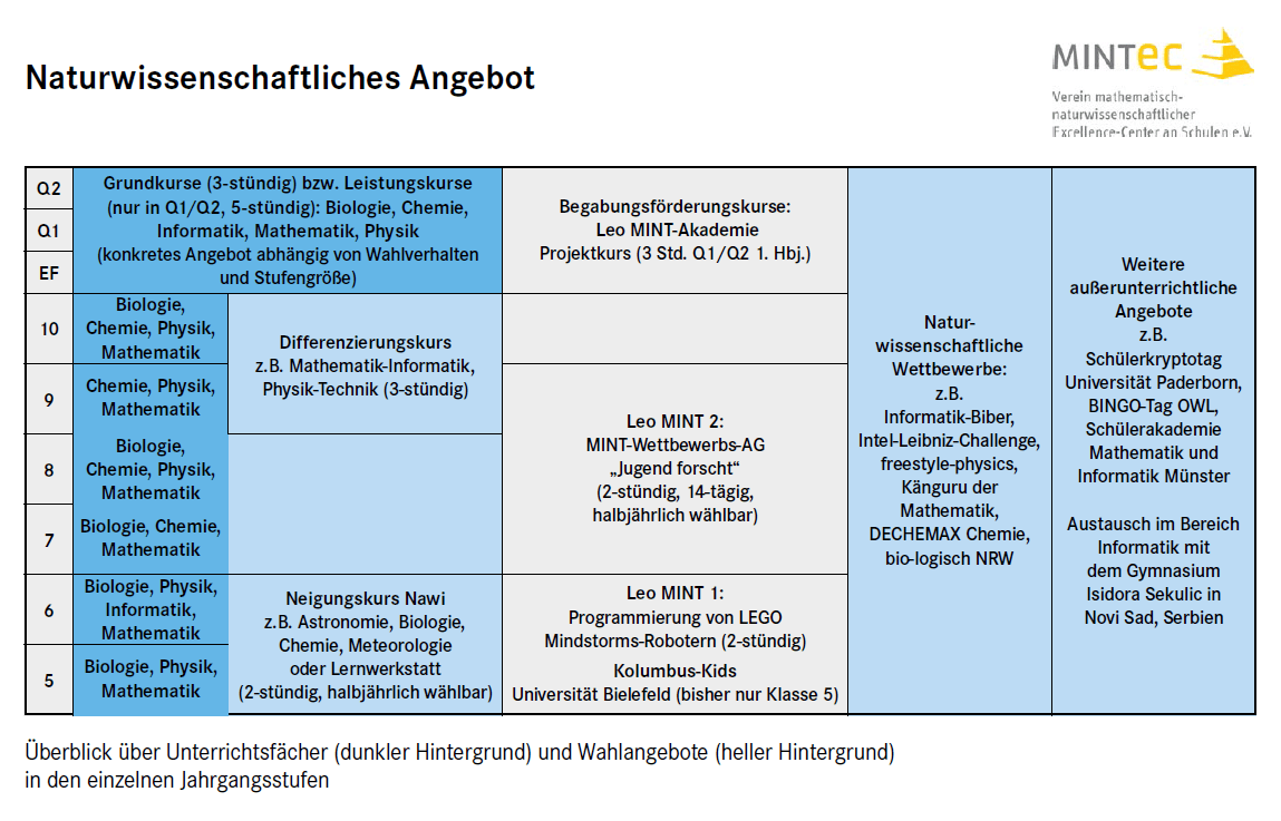 Überblick über die Unterrichtsfächer und Wahlangebote Überblick über die Unterrichtsfächer und Wahlangebote