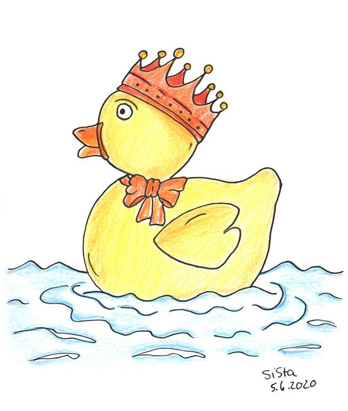 Zeichnung Badeente mit Krone Badeente mit Krone