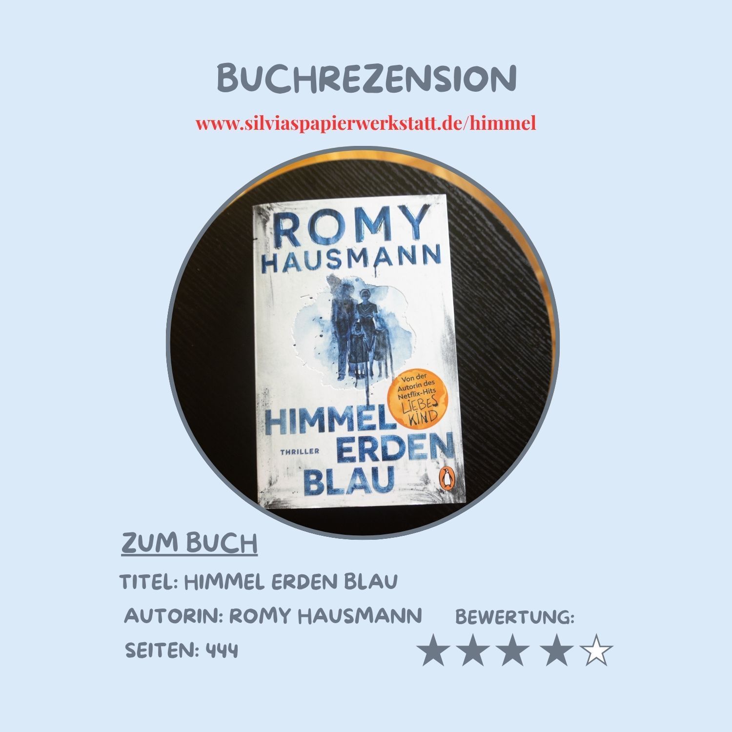 Titelbild zur Buchrezension Himmel Erden Blau von Romy Hausmann