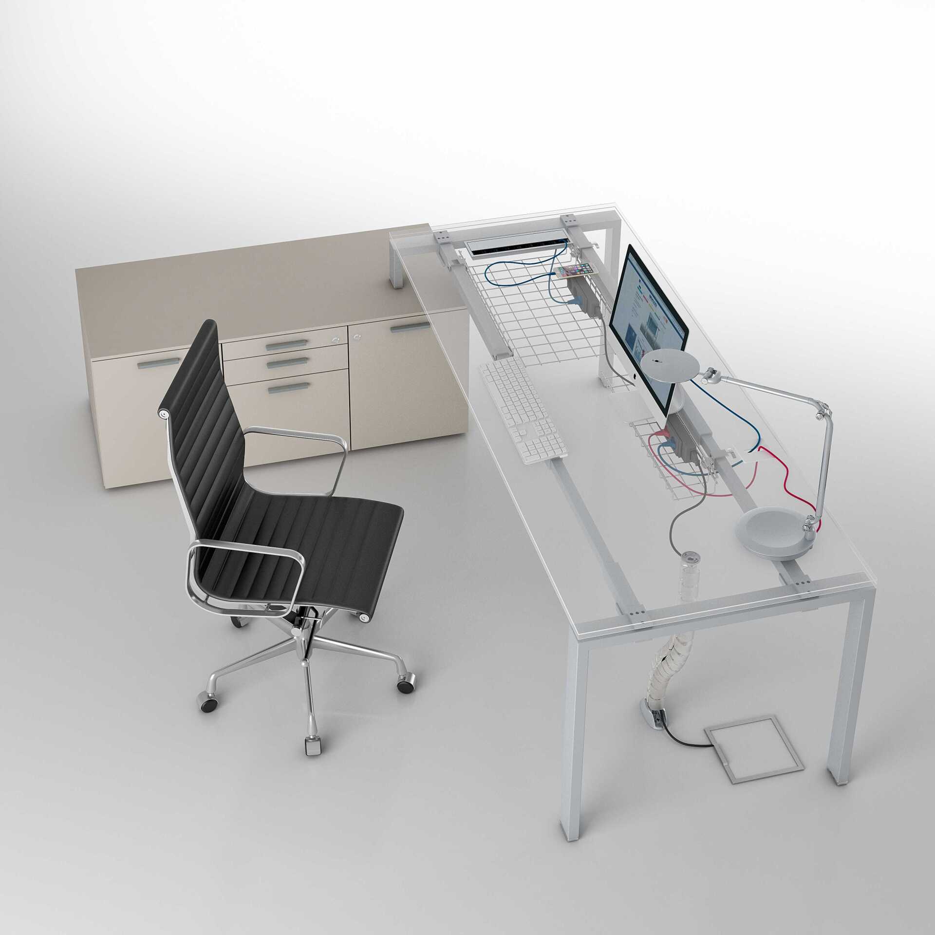 Kabelmanagement Büromöbel, Gitterkabelkanal, Kabelmanagement Schreibtisch, Kabelführung, Kabelwanne Schreibtisch