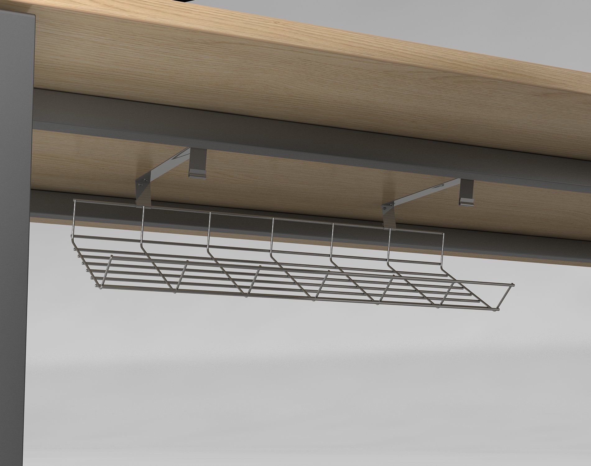GKA Gitterkabelwanne, Kabelwanne Schreibtisch abklappbar, Kabelkanal Büromöbel, Gitterkabelkanal