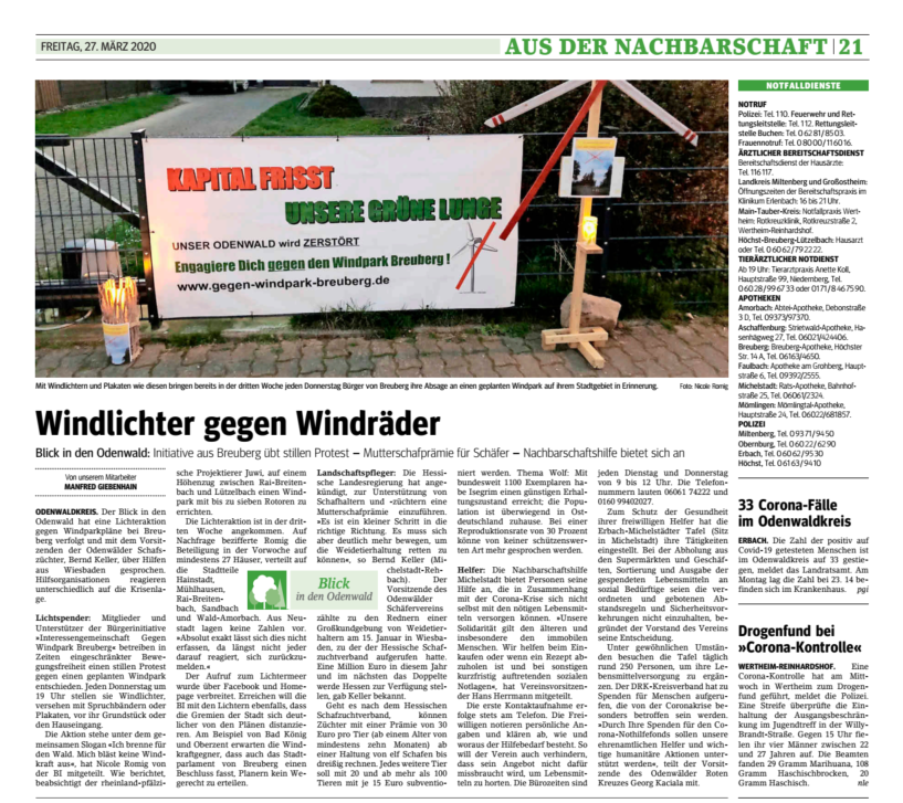 Windlicher gegen Windräder