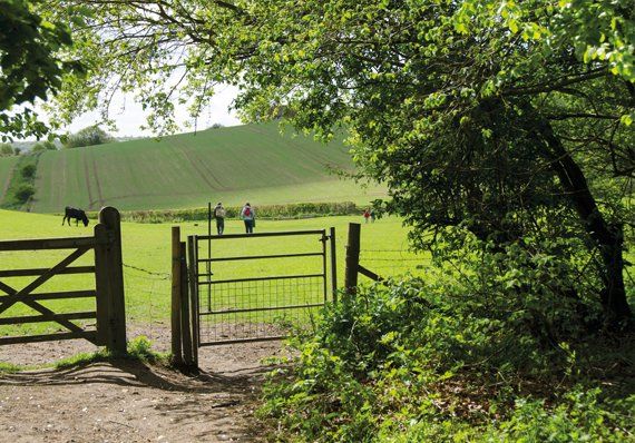 Ramblers in the beautiful AONB area near Le De Spencers Arms